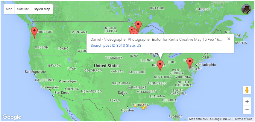 Select State or USA for map search results.